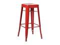 Artanzy 65cm stool in polished steel - Industrial and elegant design - Red 81698KCHP