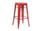 Artanzy 65cm stool in polished steel - Industrial and elegant design - Red 81698KCHP