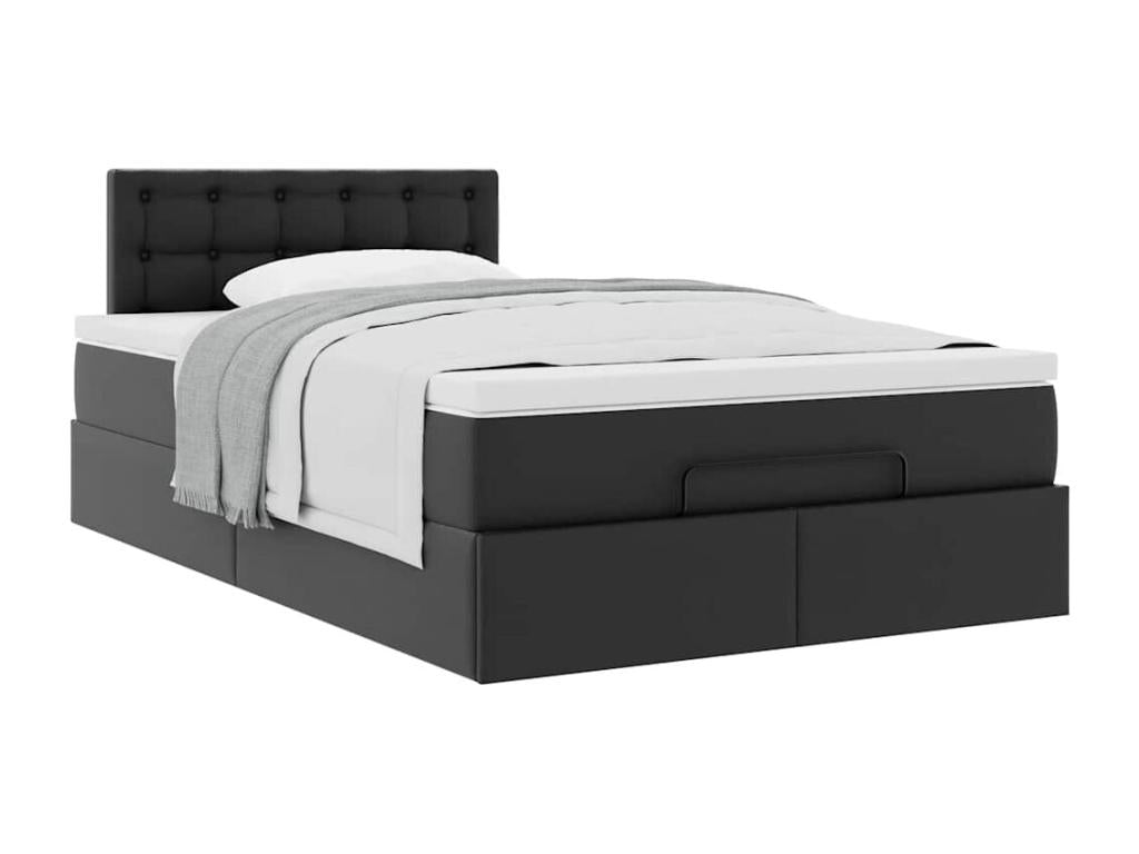 Ottoman bed frame with black mattress 120x190 cm faux leather 03692REYE