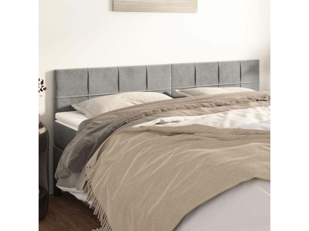 2-piece headboard set, light grey, 90x5x78/88 cm, velvet, 14725EBLM