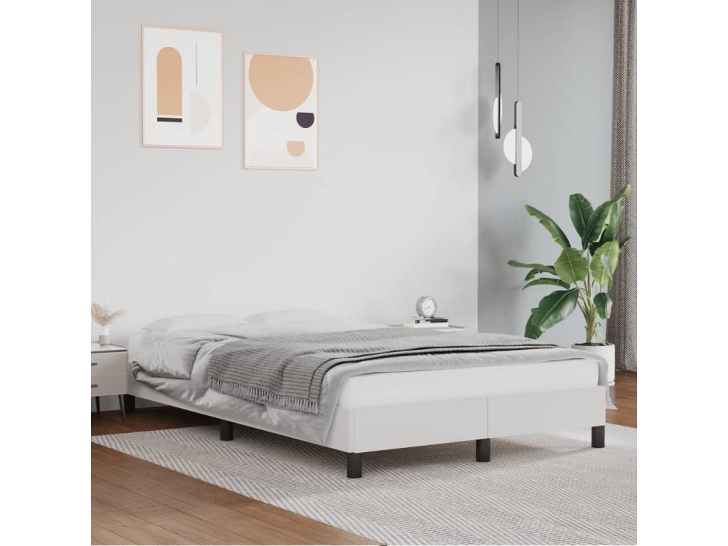 White bed frame 120x190 faux leather 22799PGAK