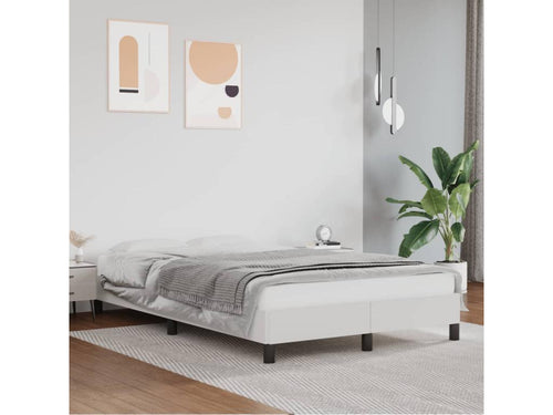 White bed frame 120x190 faux leather 22799PGAK