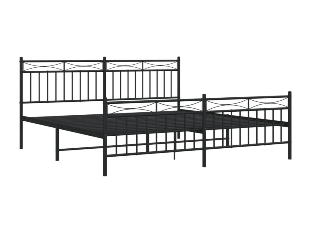Metal bed frame with headboard/footboard, black, 183x213 cm, 26941CNHW