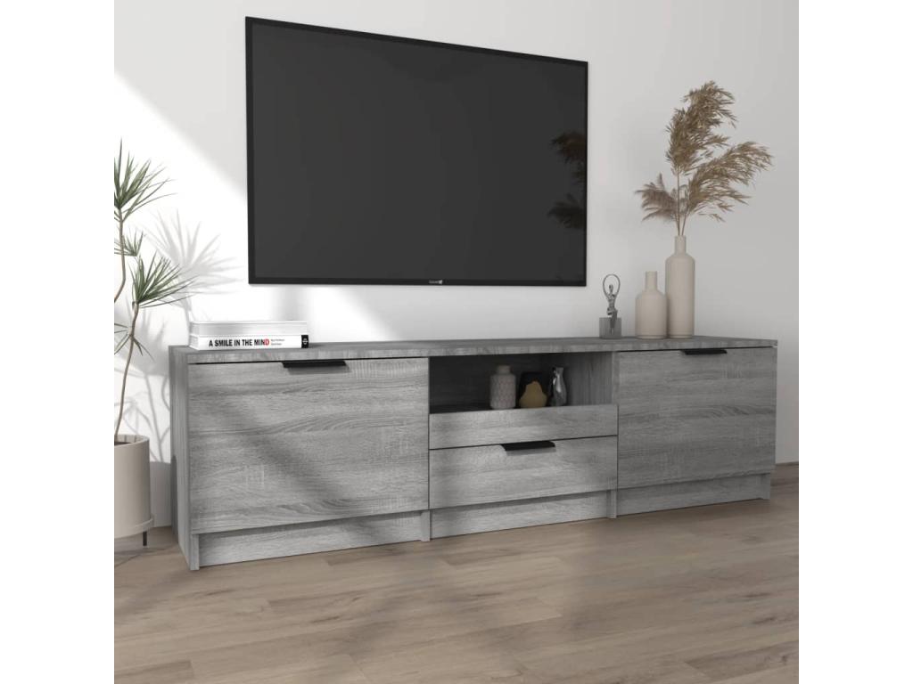 Delimoa TV stand, grey, 140x35x40 cm, engineered wood, 31143CPJQ