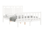 Bed frame with white headboard 140x190 solid wood 56908KEWU