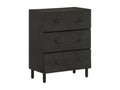 2-piece black side cabinets, 60x33x75cm, solid mango wood, 61808QRYN