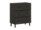 2-piece black side cabinets, 60x33x75cm, solid mango wood, 61808QRYN
