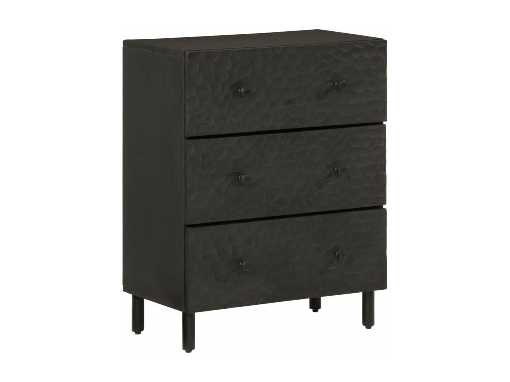 2-piece black side cabinets, 60x33x75cm, solid mango wood, 61808QRYN
