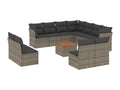 Garden furniture set with cushions, 12 pieces, grey woven resin, 32955SSBS