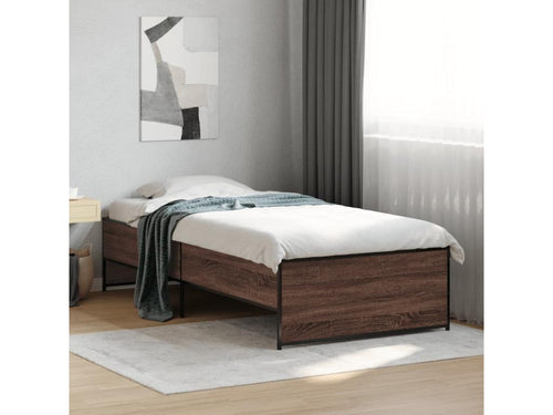 Brown oak bed frame 90x190 cm engineered wood and metal 75088AVLF