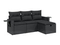 4-piece garden furniture set with cushions, black resin wicker, 54188WUJL