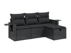 4-piece garden furniture set with cushions, black resin wicker, 54188WUJL