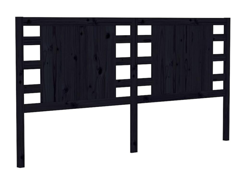 Black Headboard 126x4x100 cm Solid Pine Wood 72443DONC