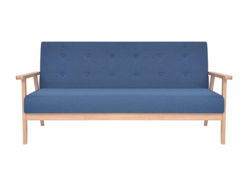 3-piece sofa set, blue fabric, 40697KSMN