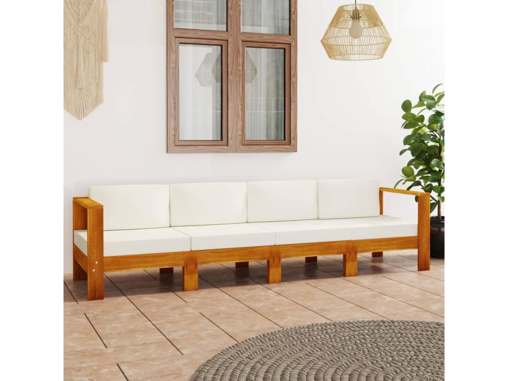 4-seater garden sofa and cushions, cream white, Bois d'Delimoa 74741BHFE