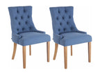 Set of 2 dining chairs with decorative buttons, blue fabric seat 10 0001522 40669ZYOP