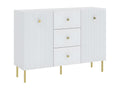Artanzy Low Sideboard with 2 Doors and 3 Drawers, White and Gold, 26366RBCG