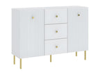 Artanzy Low Sideboard with 2 Doors and 3 Drawers, White and Gold, 26366RBCG