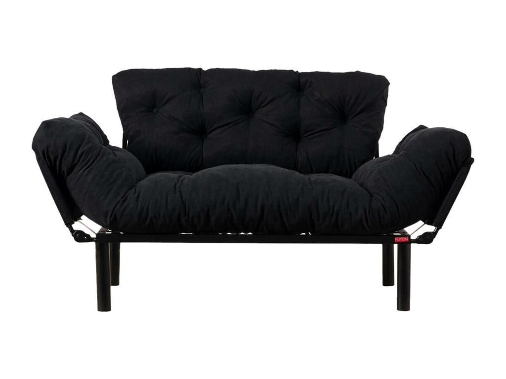 Artanzy 2-Seater Sofa Bed, Convertible Sofa, Guest Sofa, Storage Bed, 155x70 h85 cm, Black 91407NCPR