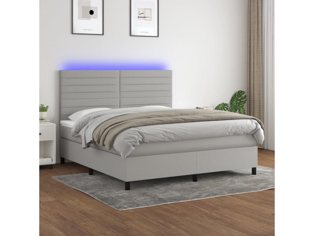 Delimoa bed base and mattress with LED light grey 160x200 cm 78460TQBB