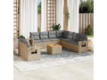 10-piece garden furniture set and cushions, meDelimoa beige woven resin 83580ZYOA