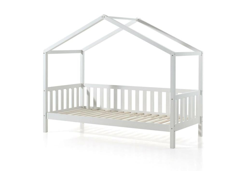 Pack - Children's Cabin Bed with Barrier/Canopy Delimoa II 90x200cm White 69244ASOV