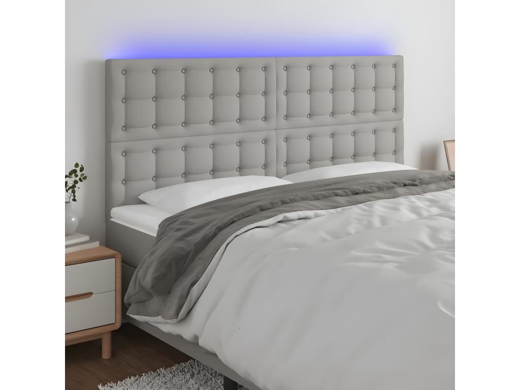 Light Grey LED Headboard 160x5x118/128 cm Fabric 15968FIEJ