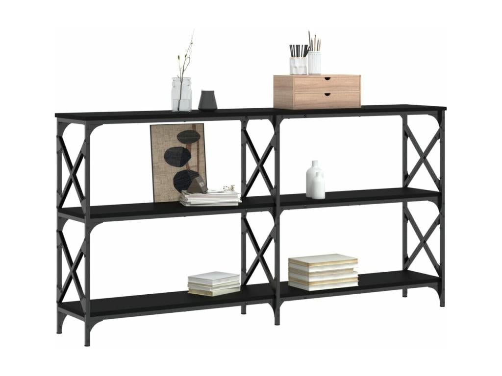 Black console table, 156x28x80.5 cm, engineered wood, 35580FCOC