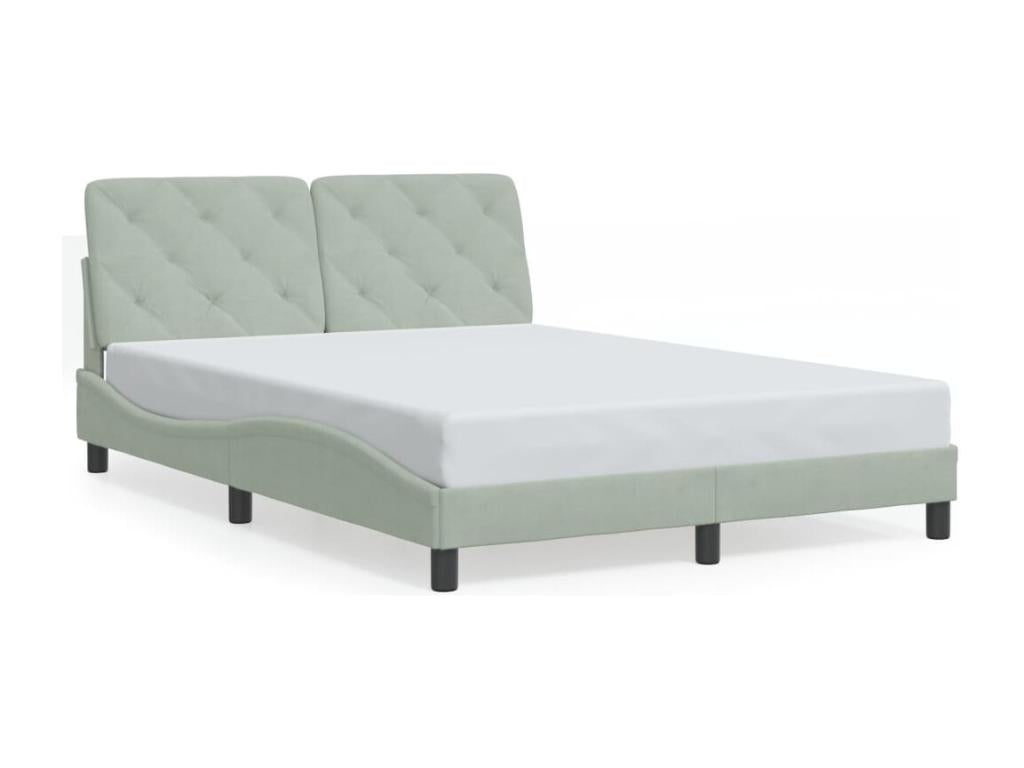 Light grey velvet bed frame without mattress 140x200 cm 73545QHSR