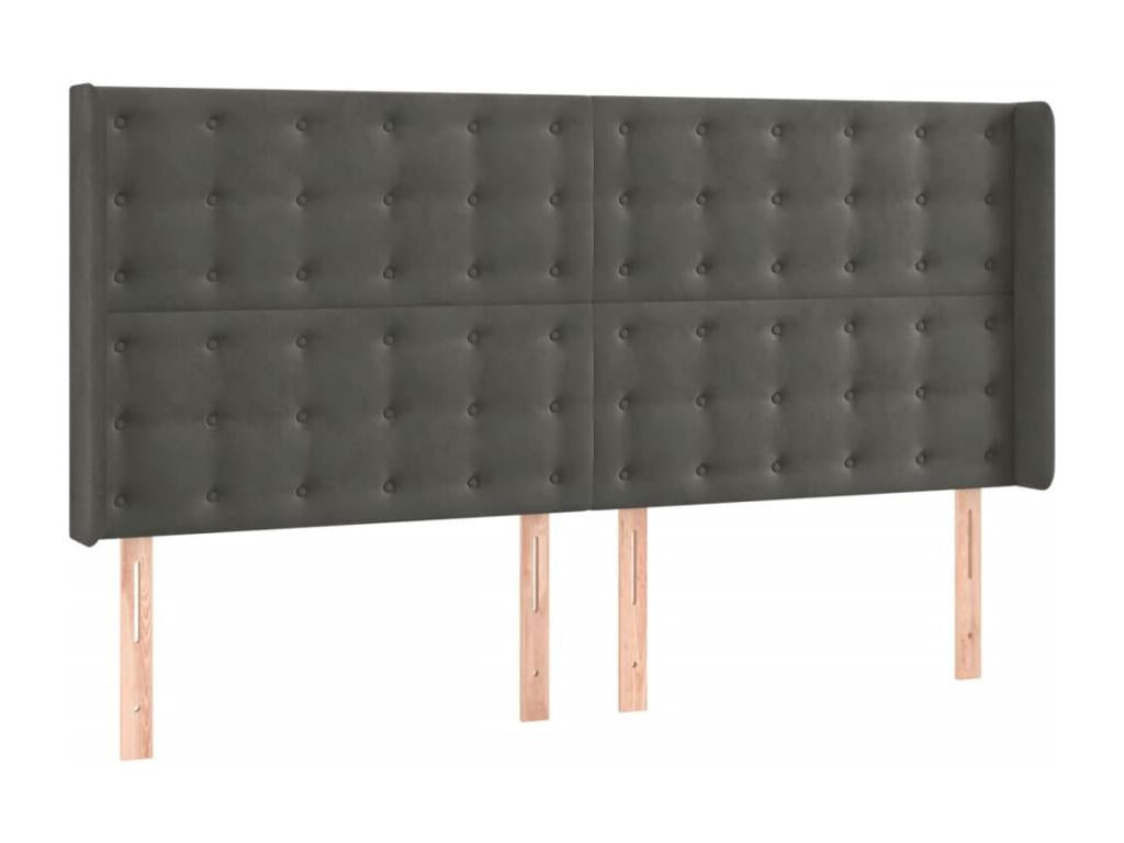 LED Headboard, Dark Grey, 163x16x118/128 cm, Velvet, 14683LSXW