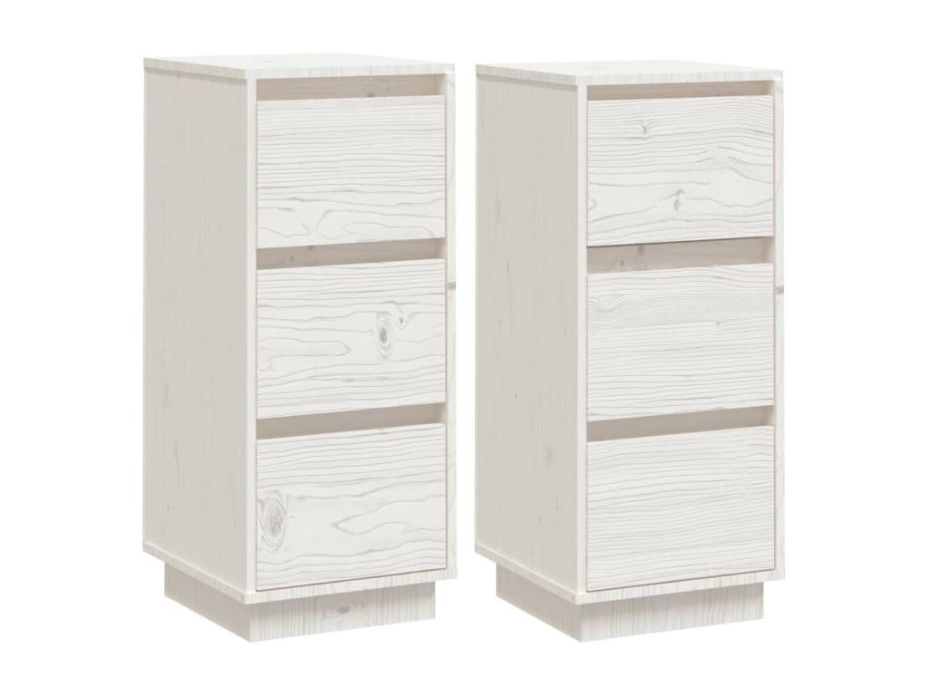 Sideboards 2 pcs White 32x34x75 cm Solid pine wood 01212UBMM