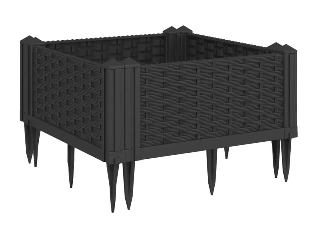 Planter with black stakes 42.5x42.5x28.5 PP 50722OKBD