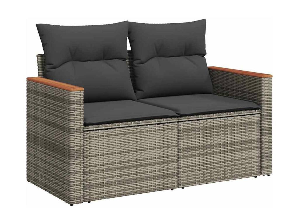 5-piece garden furniture set with grey resin wicker cushions Artanzy 10913PEQI