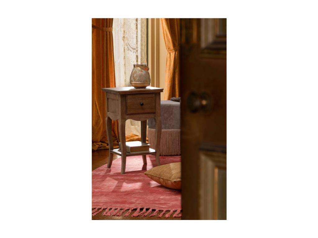 Mango wood bedside table with 1 drawer and 1 shelf - Delimoa 40299HTCH