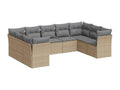 9-piece garden furniture set with cushions, beige wicker resin, 82642OODK