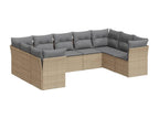 9-piece garden furniture set with cushions, beige wicker resin, 82642OODK