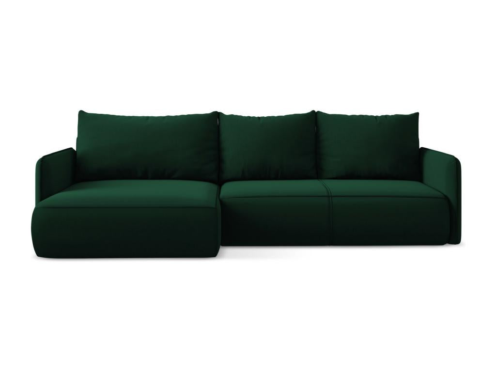 3-seater left-hand corner sofa bed in velvet - bottle green - Delimoa 43647XVXK