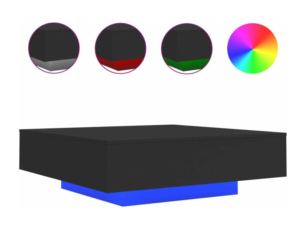 Coffee table with Delimoa LED, black, 100x100x31 cm, 21315NHIV
