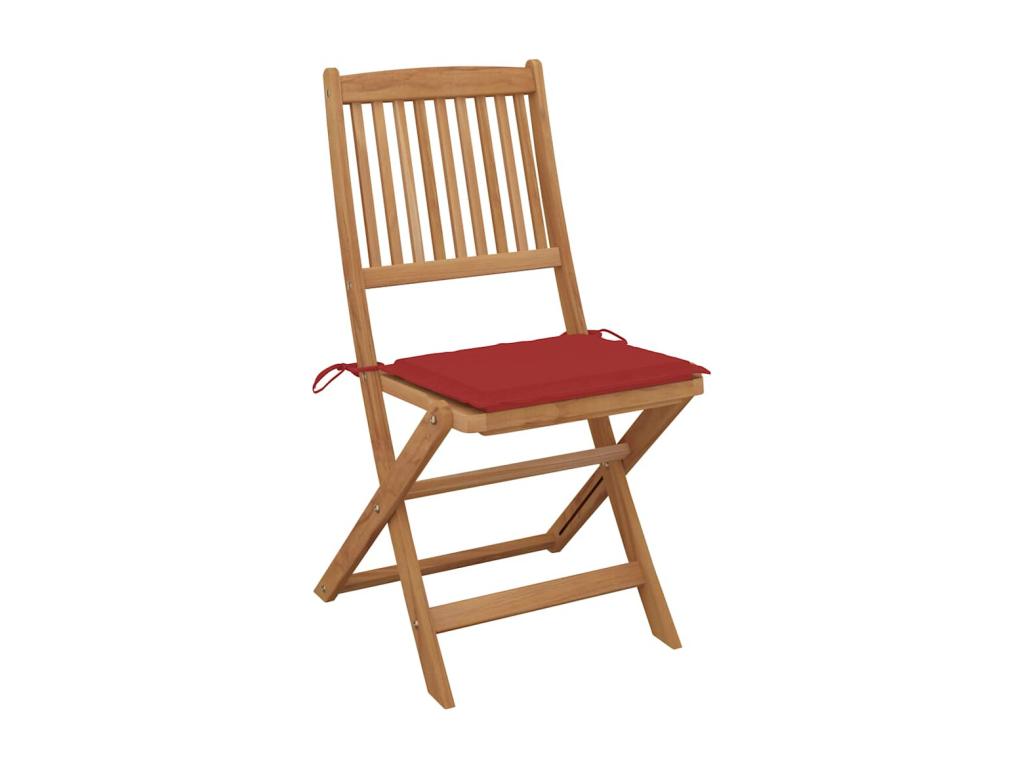 Set of 6 folding garden chairs with cushions, Delimoa wood 07237RRKG