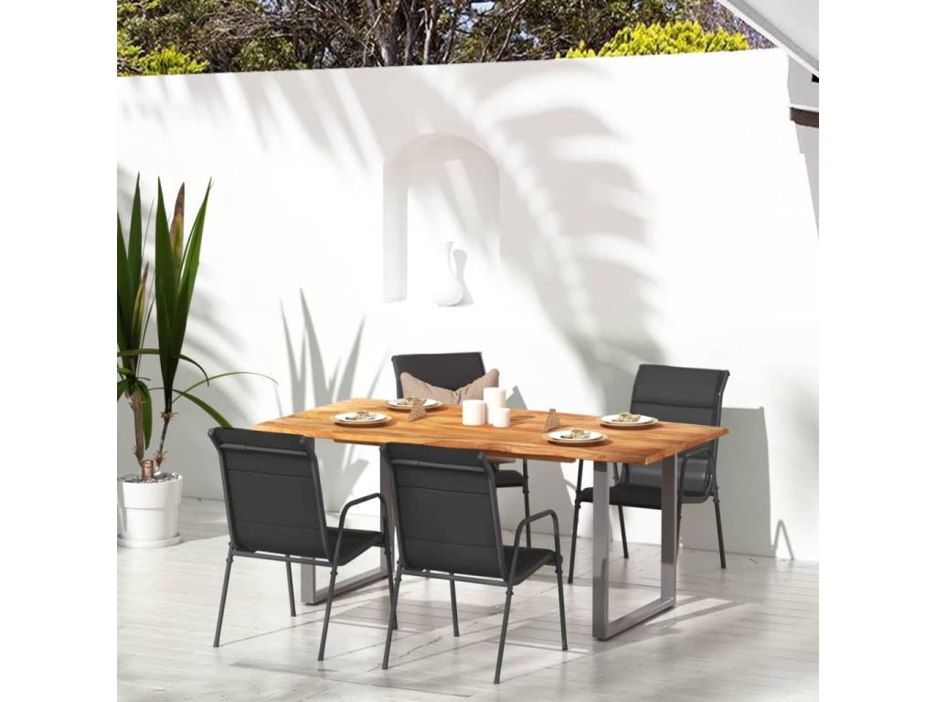 4-Piece Garden Chairs, Steel and Textilene, Black 81229HIOQ