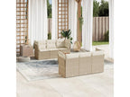 7-piece garden furniture set with cushions, beige wicker resin, 90165MHRL