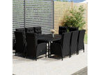 11-piece garden dining set, black wicker resin, 43033HBQT