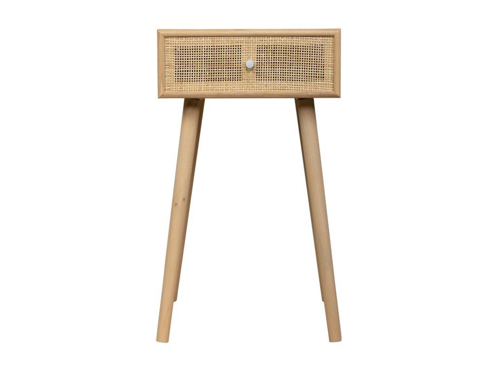 Wooden and rattan bedside table with 1 drawer, brown, 40x36x70 cm. 38687FWGF