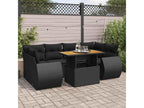 7-piece garden furniture set with cushions, black woven resin, 49782NXQM