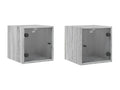 Delimoa bedside tables and glass doors, 2 pieces, grey, 35x37x35cm, 78671IAIX