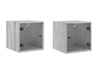Delimoa bedside tables and glass doors, 2 pieces, grey, 35x37x35cm, 78671IAIX