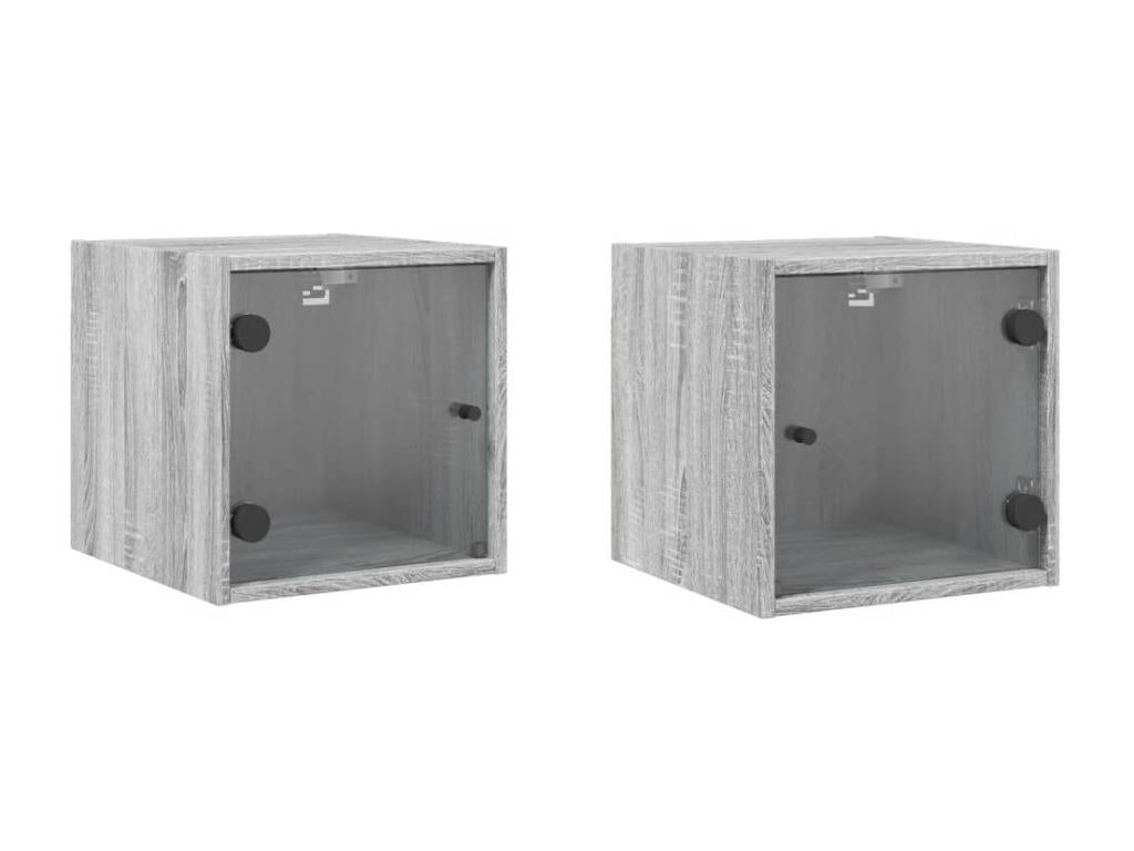 Delimoa bedside tables and glass doors, 2 pieces, grey, 35x37x35cm, 78671IAIX