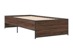Brown oak bed frame 90x190 cm engineered wood and metal 75088AVLF