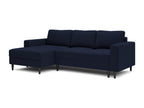 Corner sofa - 230 cm - L-shaped with storage compartment - water-repellent velvet - navy blue - left-hand side - Delimoa 70158WTHP