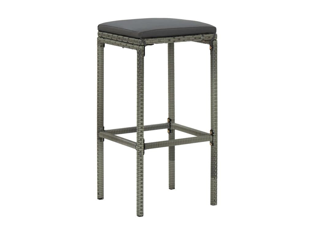 7-piece garden bar set and cushions, Grey Wicker Resin 57928WMYY